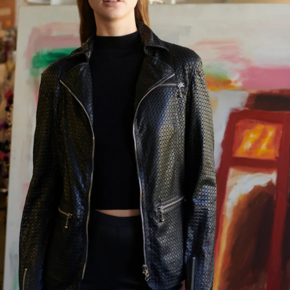Jakett Nicole Perf Leather Jacket Black NWT